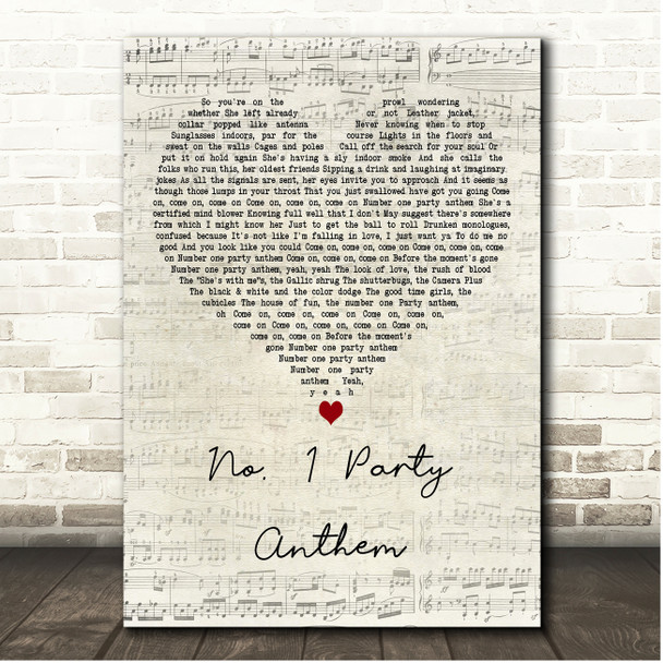 Arctic Monkeys No. 1 Party Anthem Script Heart Song Lyric Print