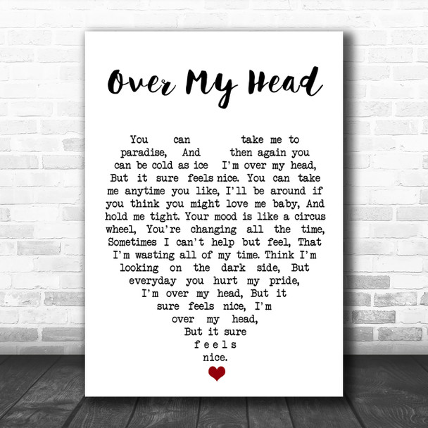 Over My Head Fleetwood Mac Song Lyric Heart Music Wall Art Print