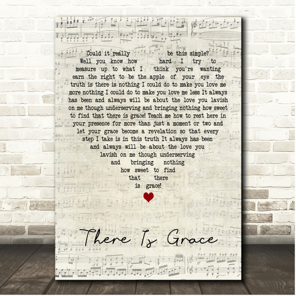 Lara Landon There Is Grace Script Heart Song Lyric Print