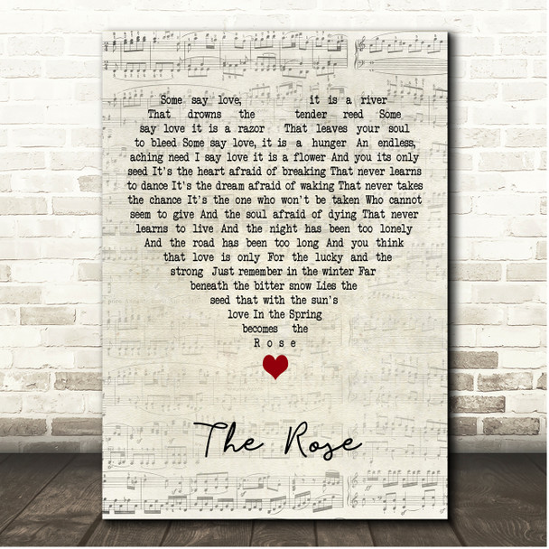 LeAnn Rimes The Rose Script Heart Song Lyric Print