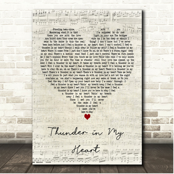 Leo Sayer Thunder in My Heart Script Heart Song Lyric Print