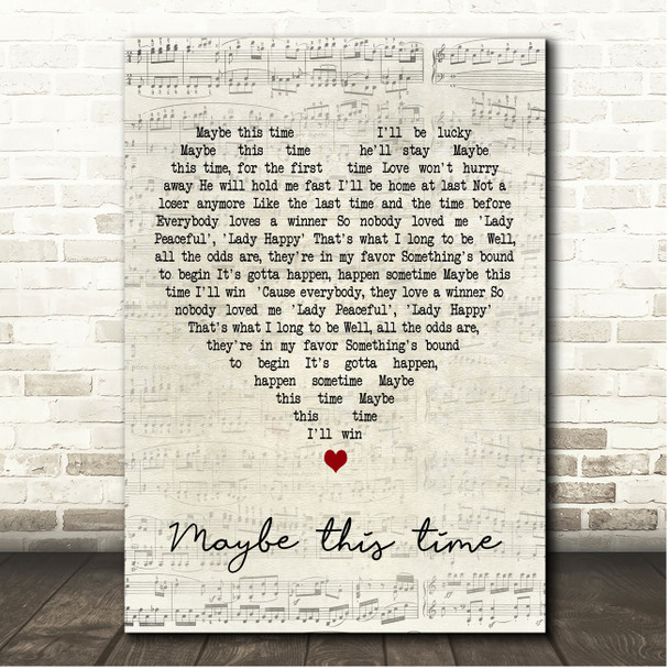 Liza Minnelli Maybe This Time Script Heart Song Lyric Print Liza Minnelli Maybe This Time Script Heart Song Lyric Print