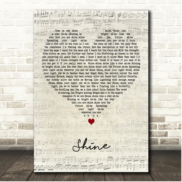 Aswad Shine Script Heart Song Lyric Print