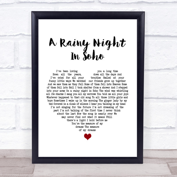 The Pogues A Rainy Night In Soho White Heart Song Lyric Music Wall Art Print