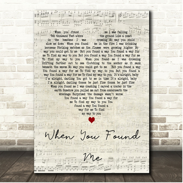 Lucero When You Found Me Script Heart Song Lyric Print
