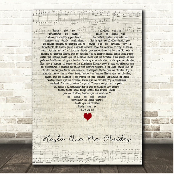 Luis Miguel Hasta Que Me Olvides Script Heart Song Lyric Print