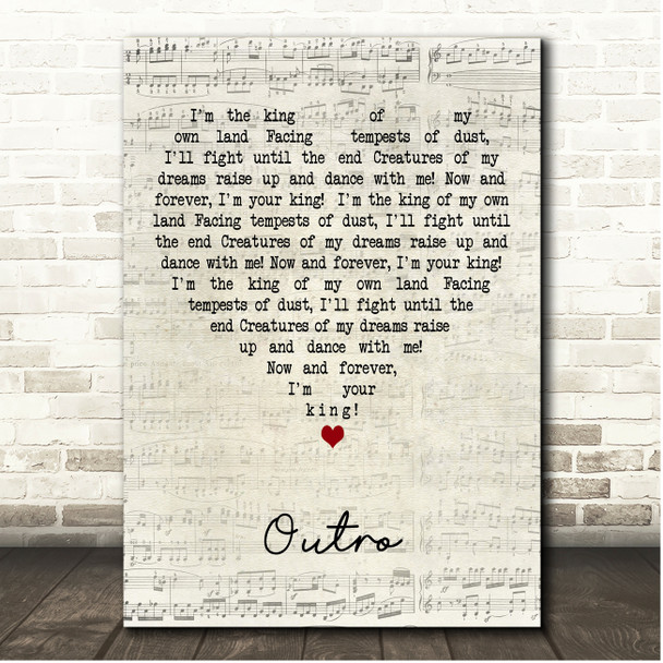 M83 Outro Script Heart Song Lyric Print