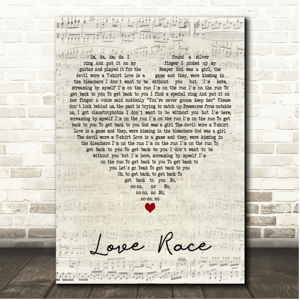 Machine Gun Kelly love race Script Heart Song Lyric Print