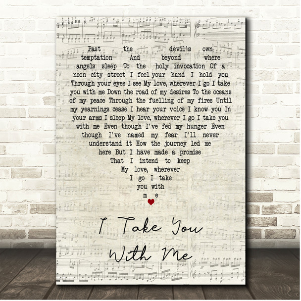 Melissa Etheridge I Take You with Me Script Heart Song Lyric Print