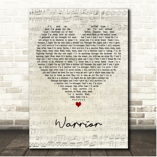 Avril Lavigne Warrior Script Heart Song Lyric Print