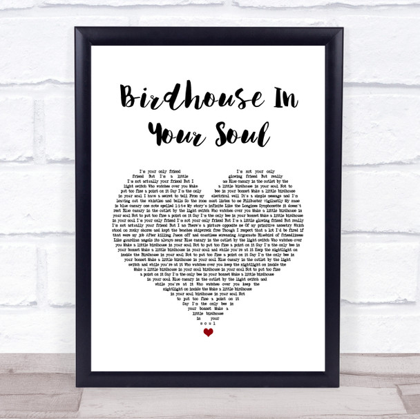 They Might Be Giants Birdhouse In Your Soul White Heart Song Lyric Music Wall Art Print