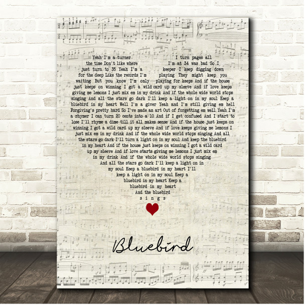 Miranda Lambert Bluebird Script Heart Song Lyric Print