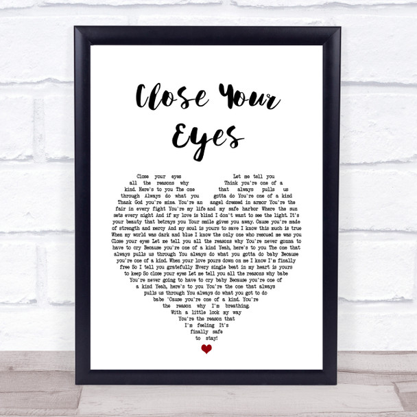 Michael Buble Close Your Eyes Heart Song Lyric Music Wall Art Print