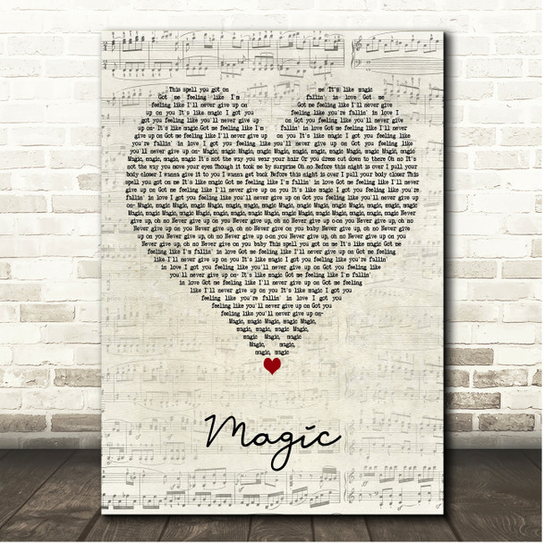 Mystery Skulls Magic Script Heart Song Lyric Print