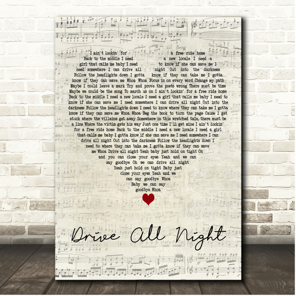 NEEDTOBREATHE Drive All Night Script Heart Song Lyric Print