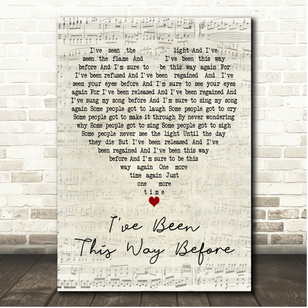 Neil Diamond I've Been This Way Before Script Heart Song Lyric Print
