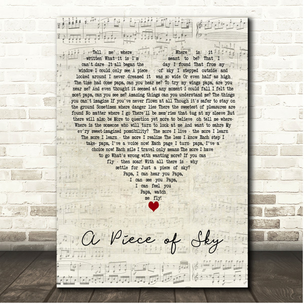 Barbra Streisand A Piece of Sky Script Heart Song Lyric Print