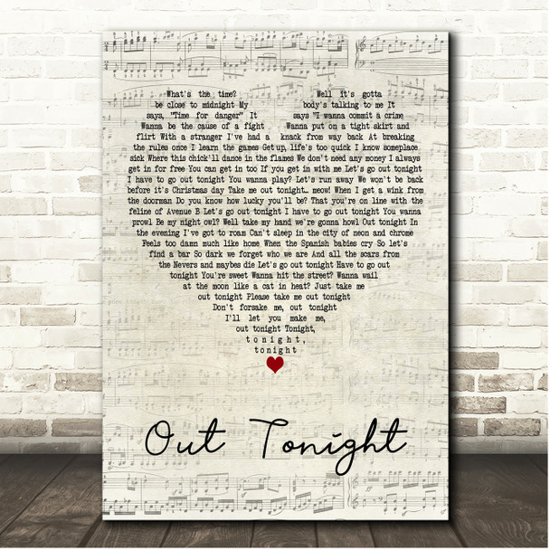 Original Broadway Cast of Rent Out Tonight Script Heart Song Lyric Print