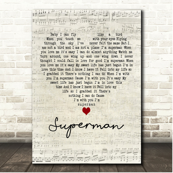 Barbra Streisand Superman Script Heart Song Lyric Print