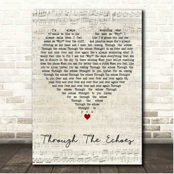 Paolo Nutini Through The Echoes Script Heart Song Lyric Print