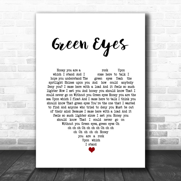 Coldplay Green Eyes White Heart Song Lyric Music Wall Art Print
