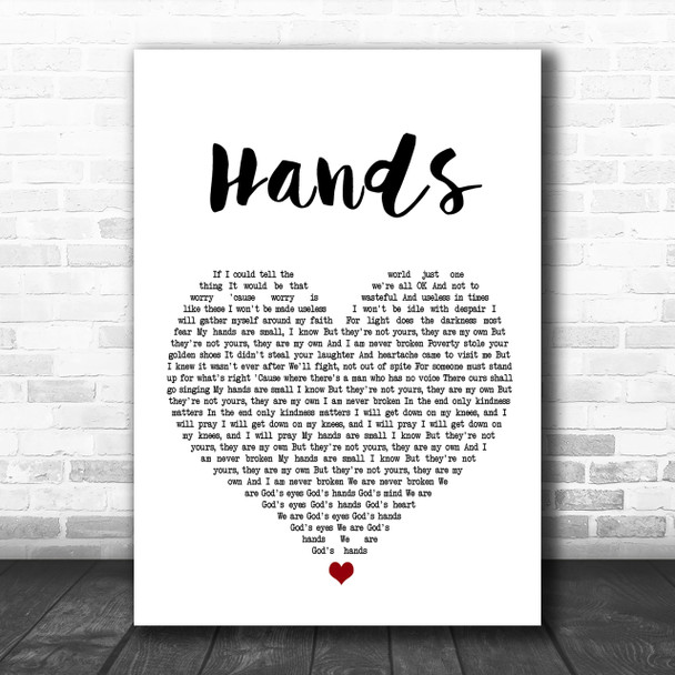 Jewel Hands White Heart Song Lyric Music Wall Art Print
