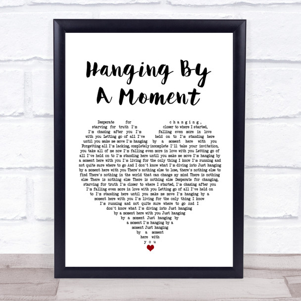 Lifehouse Hanging By A Moment White Heart Song Lyric Music Wall Art Print