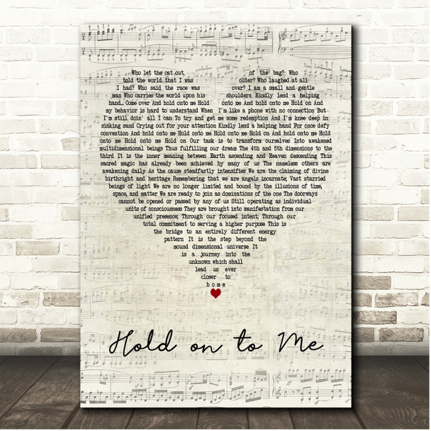 Placebo Hold on to Me Script Heart Song Lyric Print
