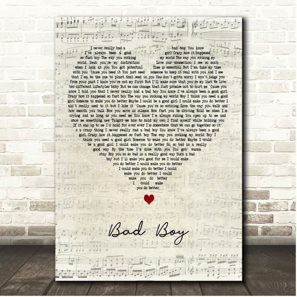 Queen Naija Bad Boy Script Heart Song Lyric Print
