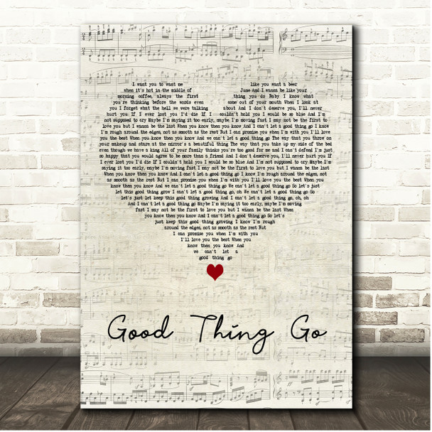 Quinn XCII Good Thing Go Script Heart Song Lyric Print