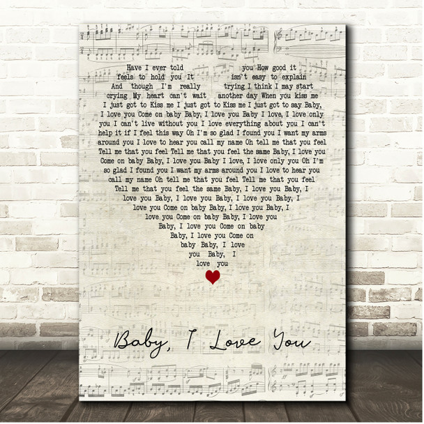 Ramones Baby, I Love You Script Heart Song Lyric Print