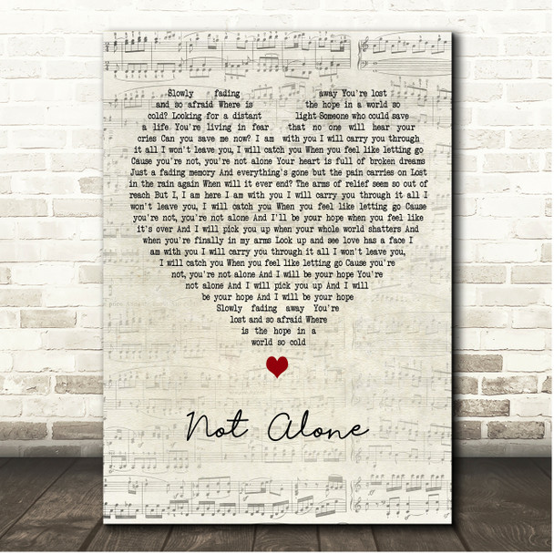 Red Not Alone Script Heart Song Lyric Print