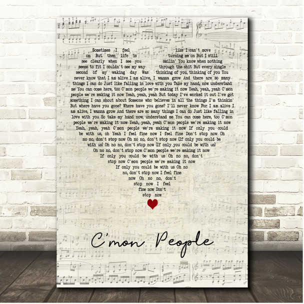 Richard Ashcroft Cmon People Script Heart Song Lyric Print