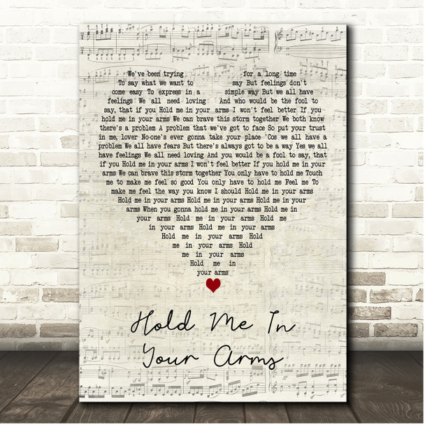 Rick Astley Hold Me In Your Arms Script Heart Song Lyric Print