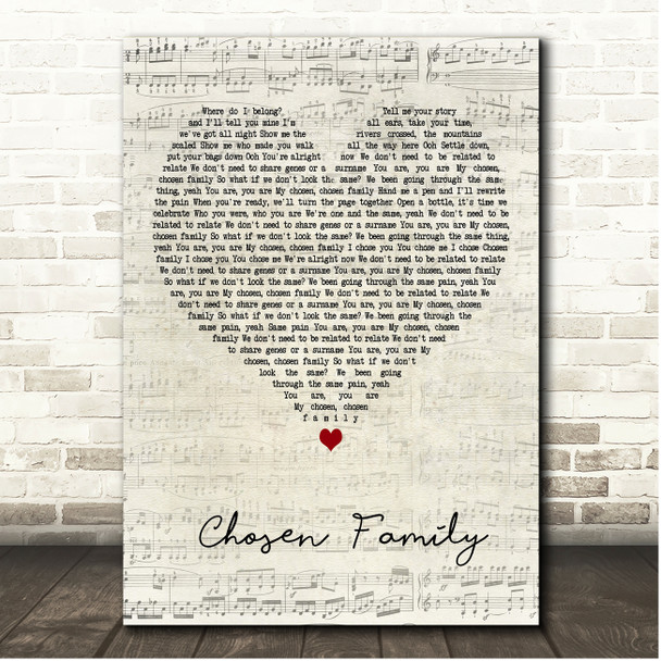 Rina Sawayama & Elton John Chosen Family Script Heart Song Lyric Print