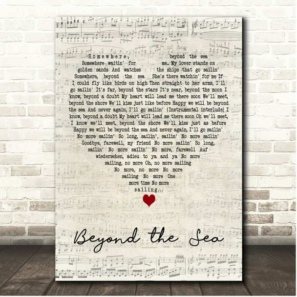 Robbie Williams Beyond the Sea Script Heart Song Lyric Print