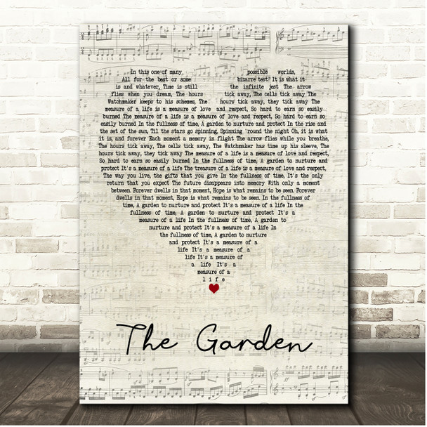 Rush The Garden Script Heart Song Lyric Print