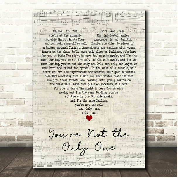 Sam Fender Youre Not the Only One Script Heart Song Lyric Print