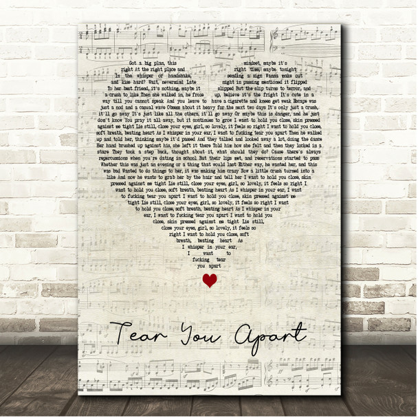 She Wants Revenge Tear You Apart Script Heart Song Lyric Print