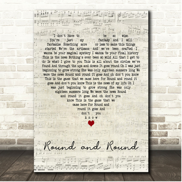 Spandau Ballet Round and Round Script Heart Song Lyric Print