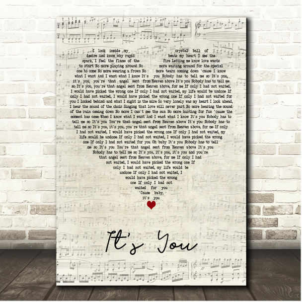 Stevie Wonder Its You Script Heart Song Lyric Print