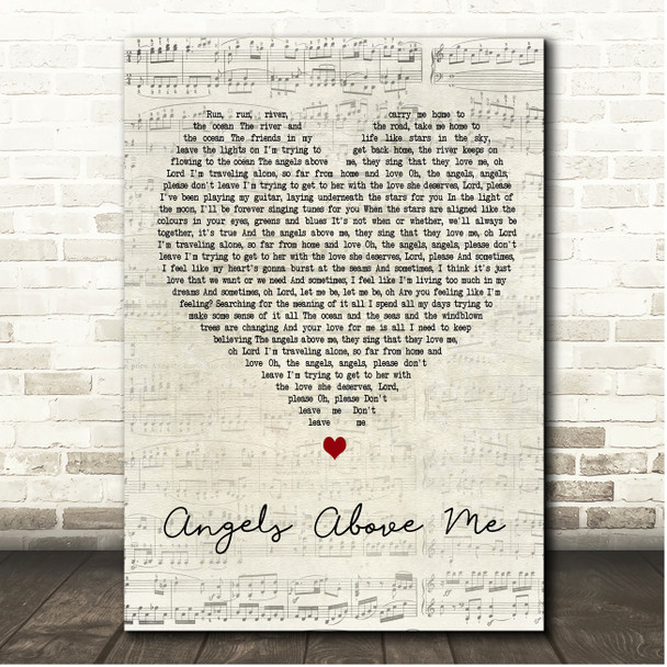 Stick Figure Angels Above Me Script Heart Song Lyric Print