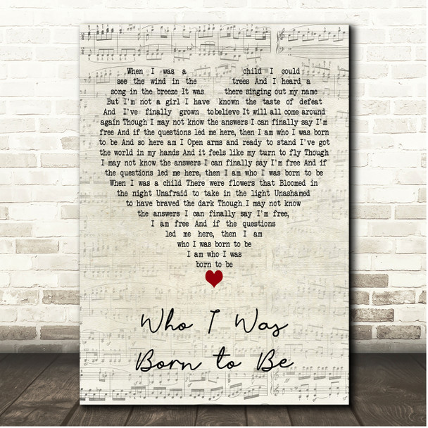 Susan Boyle Who I Was Born to Be Script Heart Song Lyric Print