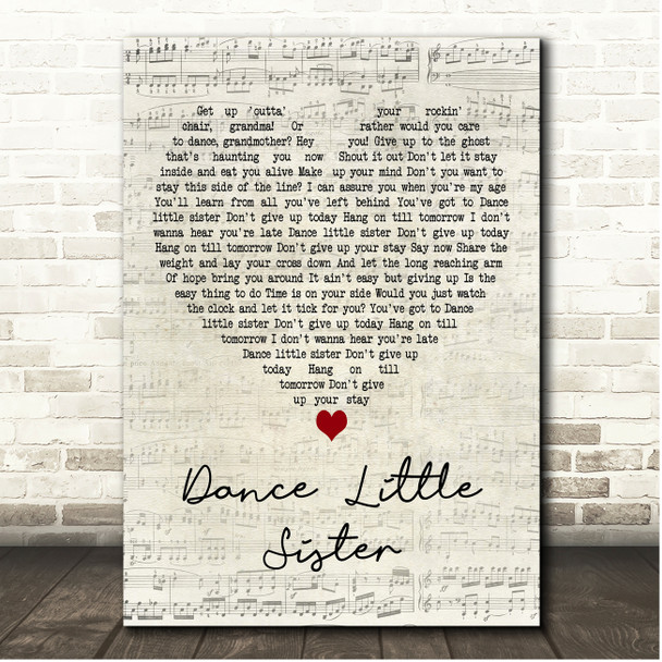 Terence Trent DArby Dance Little Sister Script Heart Song Lyric Print