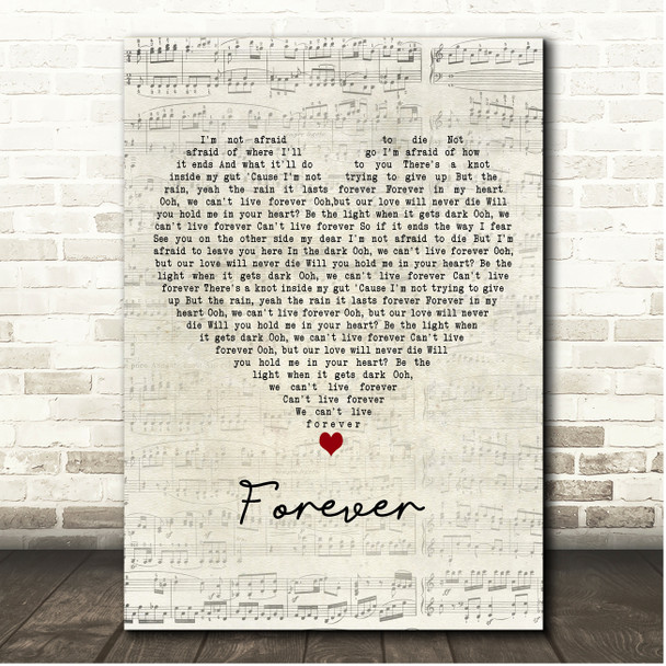 The Amity Affliction Forever Script Heart Song Lyric Print