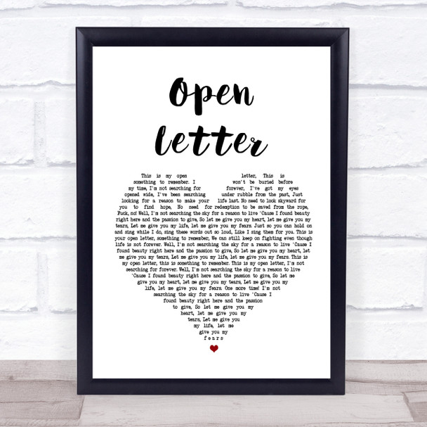 The Amity Affliction Open Letter White Heart Song Lyric Music Wall Art Print