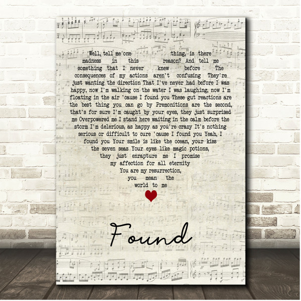 The Beloved Found Script Heart Song Lyric Print