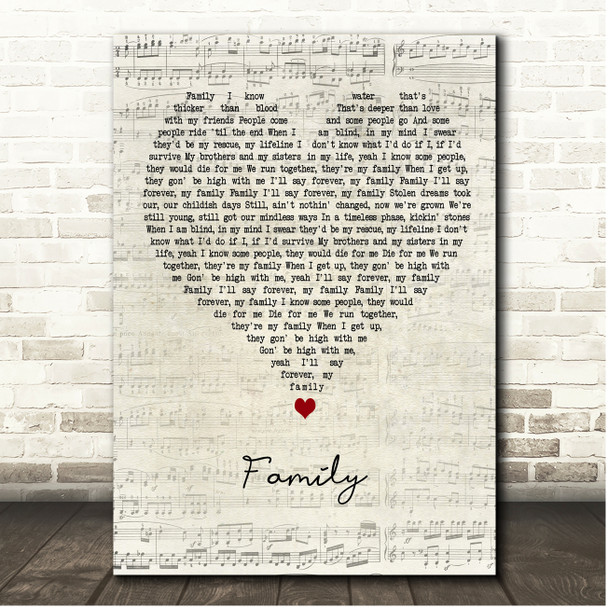 The Chainsmokers & Kygo Family Script Heart Song Lyric Print