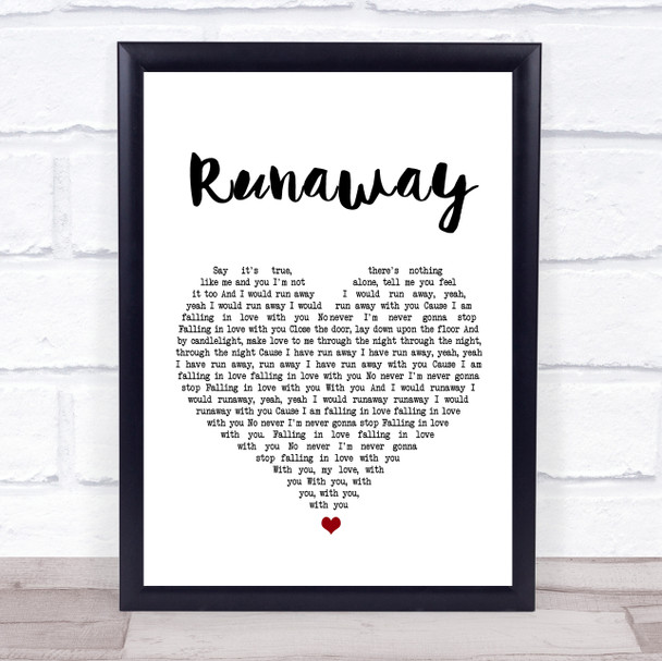 The Corrs Runaway White Heart Song Lyric Music Wall Art Print