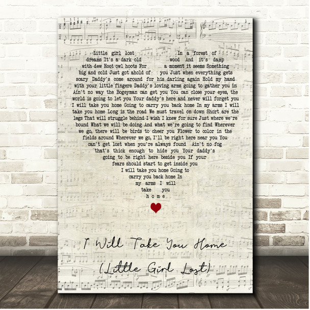 The Grateful Dead I Will Take You Home (Little Girl Lost) Script Heart Song Lyric Print